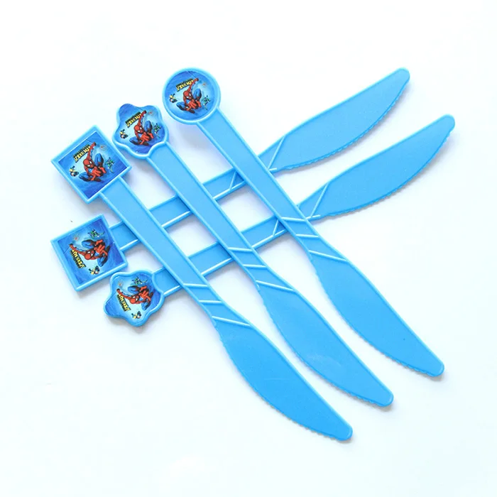 knife 10pcs 10 шт./лот, одноразовый пластиковый нож/вилка/ложка с изображением Человека-паука, для детского дня рождения, украшения для душа, вечерние принадлежности для детского душа - Цвет: knife 10pcs