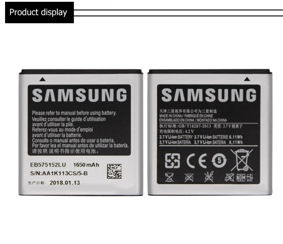 Samsung телефон Батарея EB575152LU 1650 ма-ч для samsung Galaxy S I9000 I9003 I589 I8250 I919 D710 I779 i9105 батареи