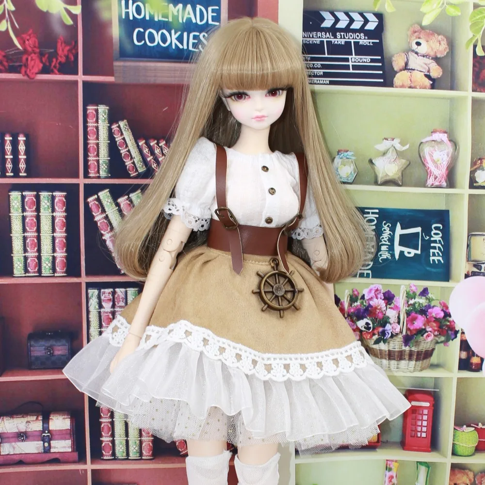 DBS 1/4 bjd 45 см Кукольное платье белая рубашка пояс Кружевной Костюм принцессы