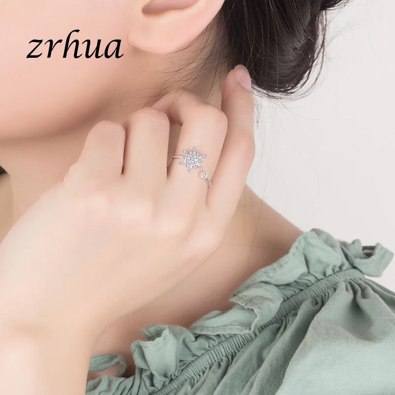 ZRHUA Винтажное кольцо из стерлингового серебра 925 пробы с цветком обещание
