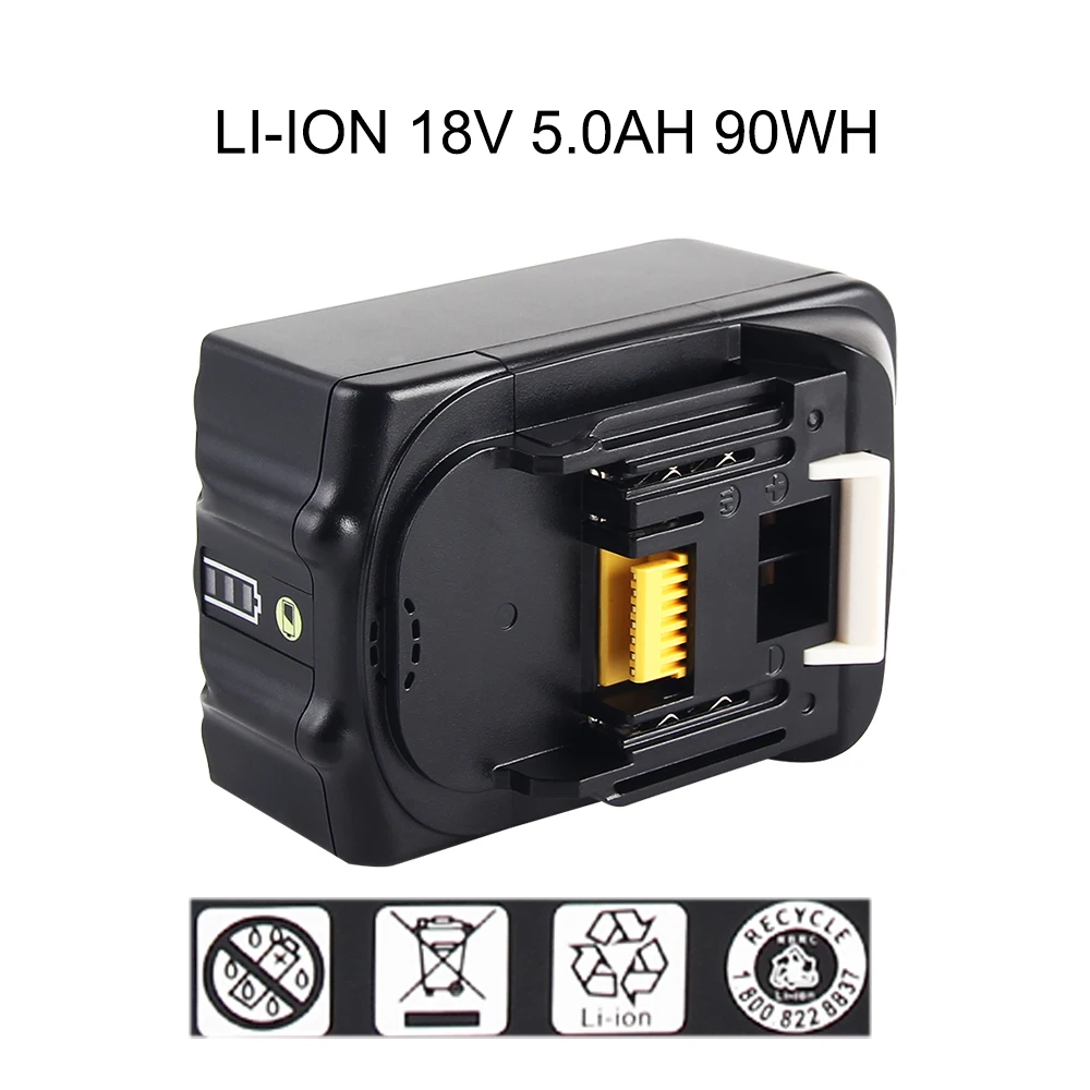 18V 5000mAh Li ion Power tools Replacement battery For Makita BL1815 BL1850 LXT400 BL1840 Rechargeable batteria with LED Light