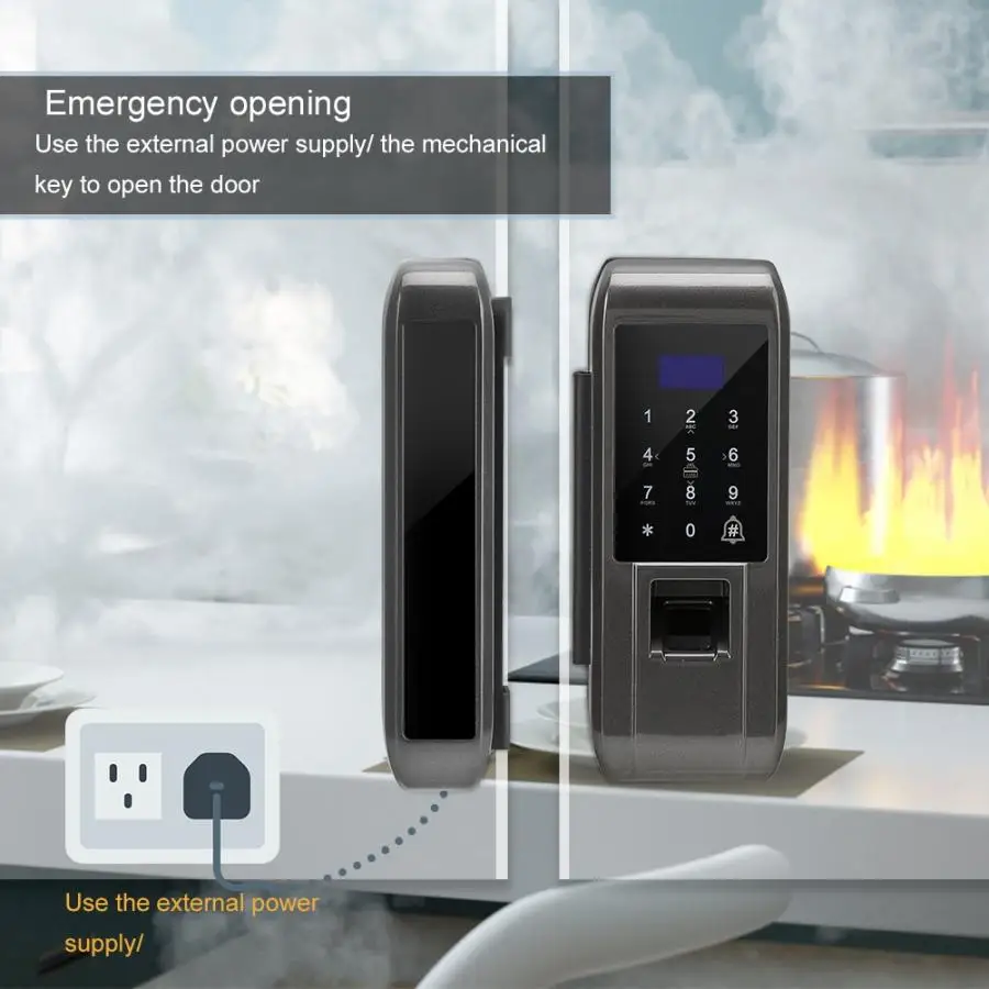 Glass Door Fingerprint Password Digital Electronic Smart Lock for Home Office Security Electronic Smart Lock