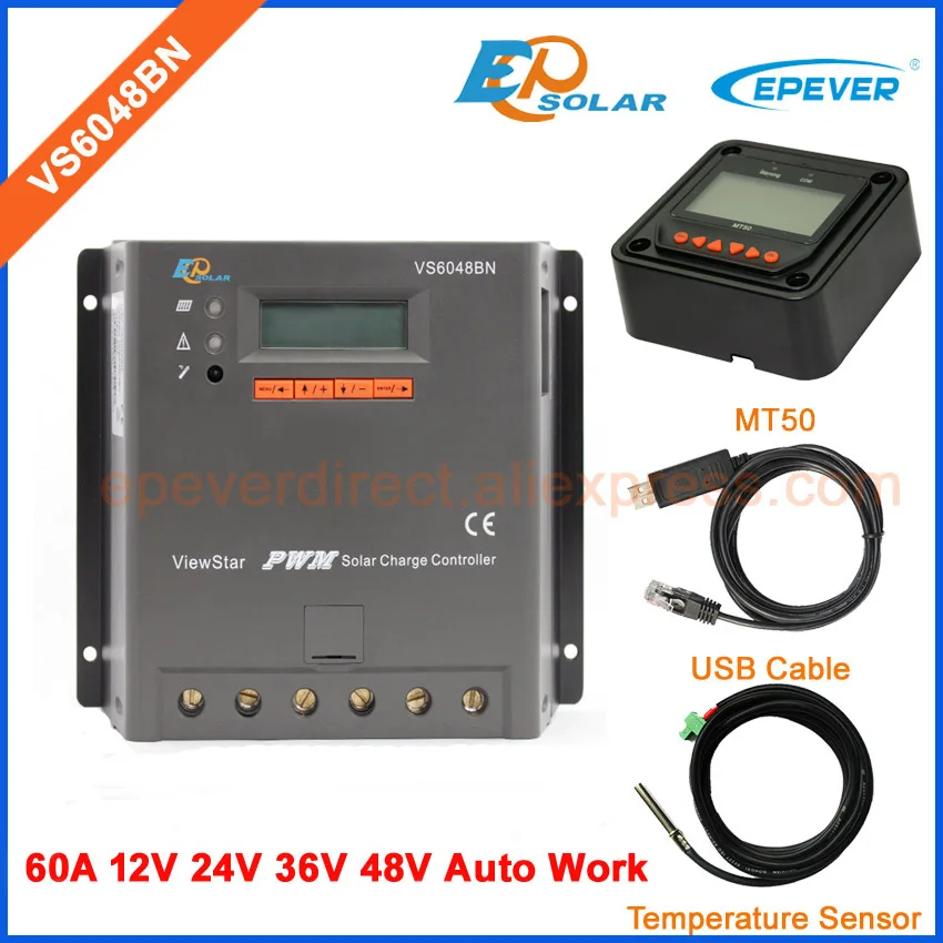 Контроллер с солнечной батареей 36 В Встроенный ЖК дисплей EPEVER EPsolar VS6048BN 60A 60 А USB
