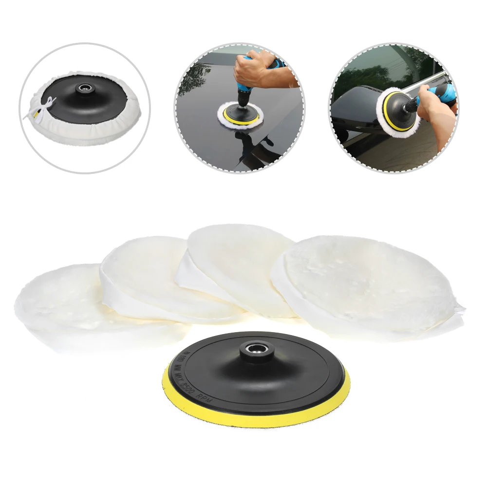 Набор для полировки автомобильной шерсти комплект из 4 шерстяных насадок и 1