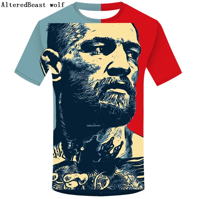 Новинка 2019 3d Мужская футболка брендовая забавная Conor Mcgregor 3D топы с коротким