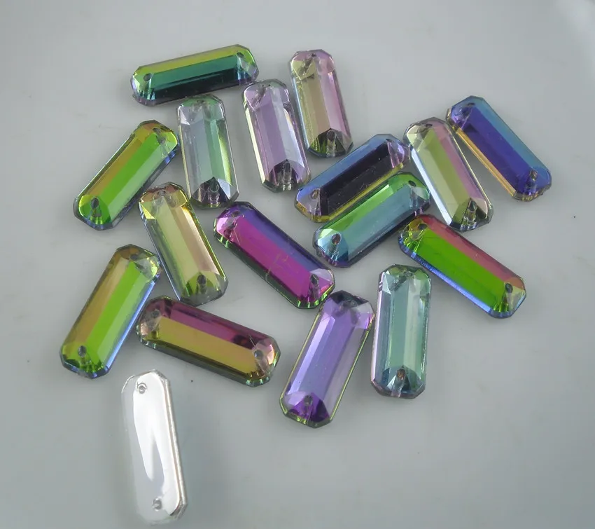 Нижнее отверстие шпиль Ограненный Прямоугольник Красочные Акриловые Кристалл
