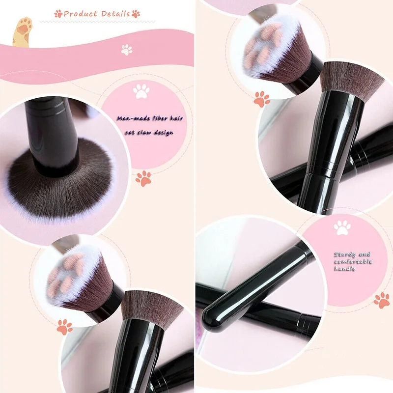 1Pcs Cat Claw Shaped Makeup Brushes Kawaii Foundation Brush Powder Plastic Handle Man-Made Fiber Cosmetic Tool | Красота и здоровье