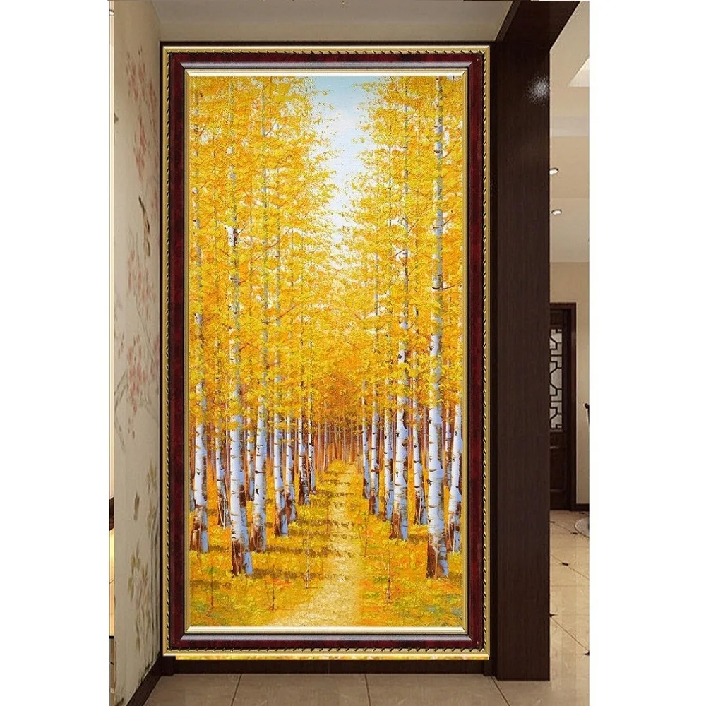 5D DIY Алмазная вышивка Осенняя береза Пейзаж Фон фотографии домашний декор