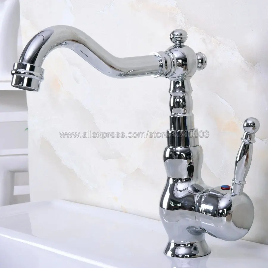 

Single Handle Bathroom Basin Faucet Brass Vessel Sink Water Tap Mixer Chrome Finish Kna930