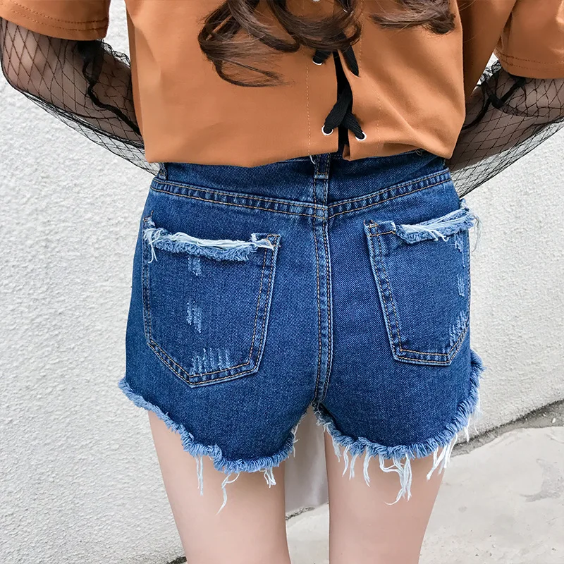 Summer Shorts Women Fashion Large size Denim New Female Zipper Button pocket hole Ripped Casual 2019 Slim-type | Женская одежда