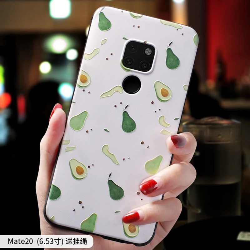 Милый мультяшный чехол с тиснением авокадо персик для huawei P30 PRO, P20 PRO, MATE 20 PRO 20 X, P10 PLUS чехол P30PRO P20PRO MATE20X - Цвет: 1 mate20
