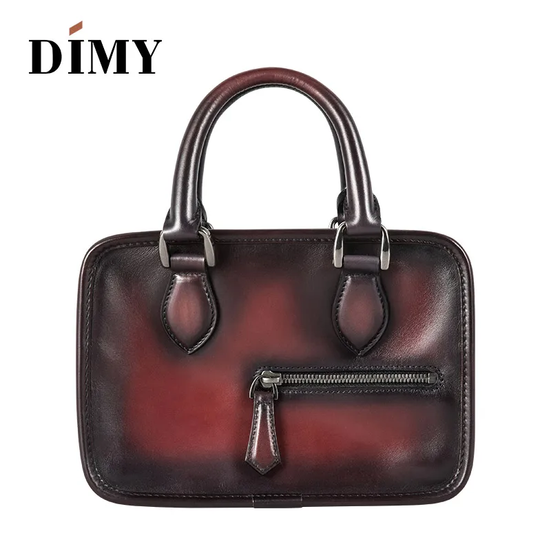 DIMY новейший итальянский женский портфель из телячьей кожи, сумки, сумки через плечо, маленькая квадратная простая сумка-мессенджер - Цвет: Бургундия