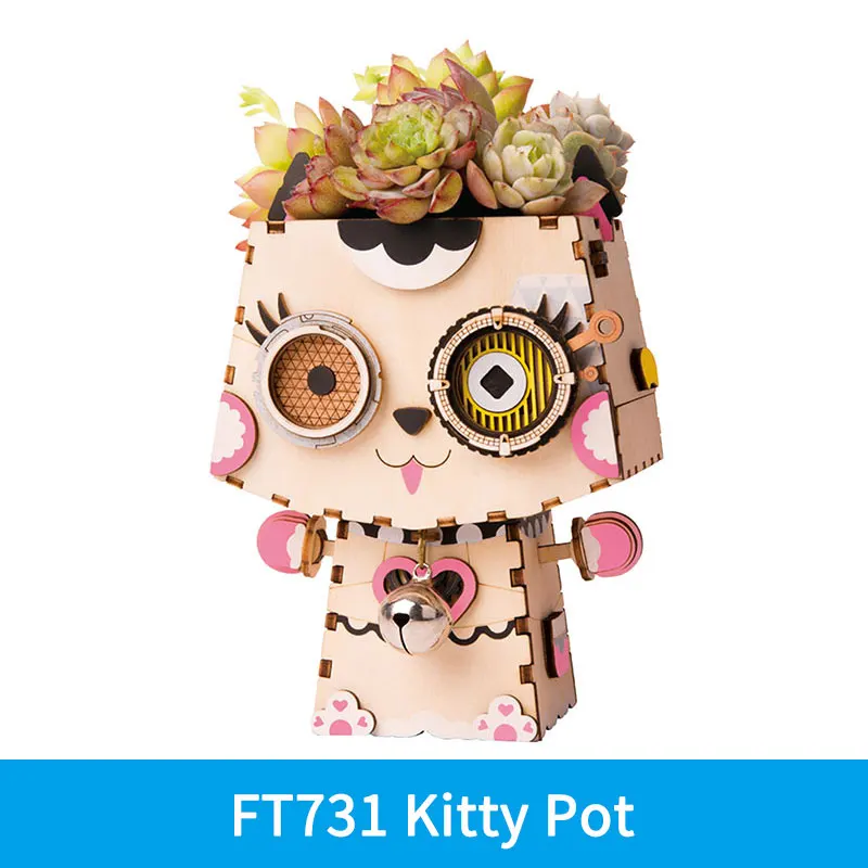 FT731 Robotime DIY цветочные горшки 3D деревянные головоломки домашний декор сборка модели Строительный набор игрушки для детей Audlt Прямая поставка - Цвет: FT731