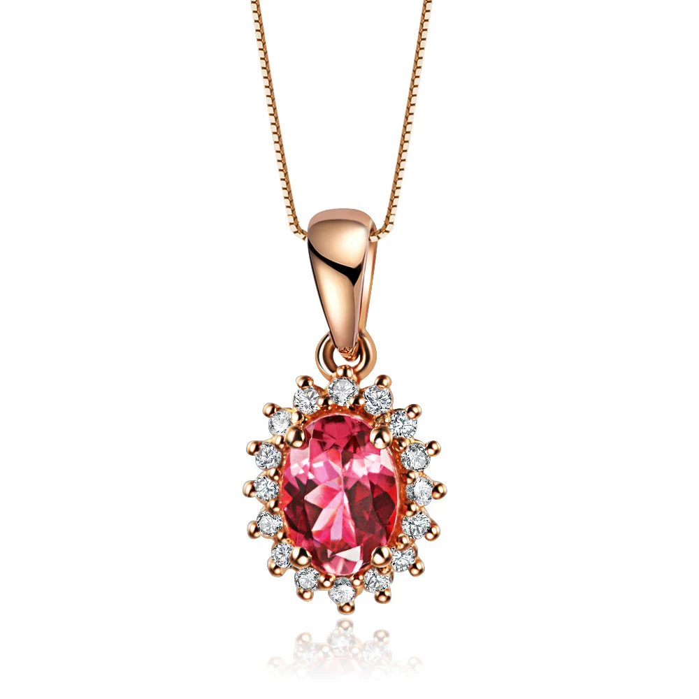 ZOCAI колье секс на вулкане 0 83 CT Турмалин DIAMOND18K однотонные кулон розовое золото 925