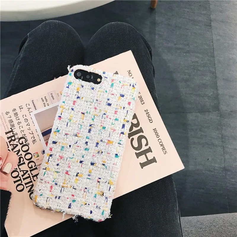 Плюшевые джинсовой ткани в клетку, чехол для телефона для iPhone XS/XR/XS Max ТПУ 7/8 7/8 plus/6/6s чехол(розовый/черный/белый/синий