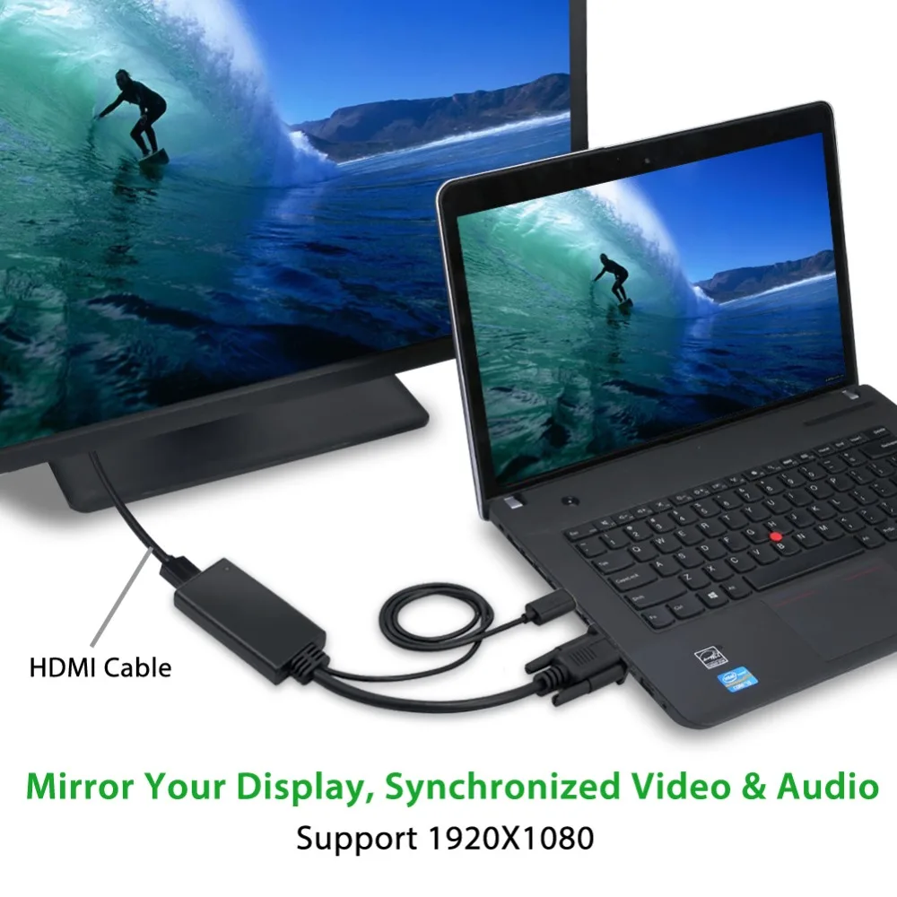 PROSTER VGA Мужской к HDMI Женский конвертер Кабель-адаптер с аудио выходом 1080P VGA HDMI адаптер для ПК к HDTV конвертер VGA