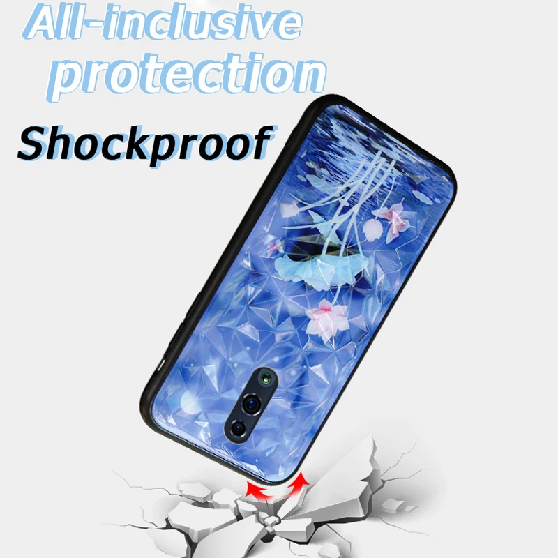 Diamond Tempered Glass Cases For Oppo Reno R17 Pro X23 F9 K1 R11 R9S R11S Plus A59 A57 A83 Coque Back Cover Soft Silicone Shell |