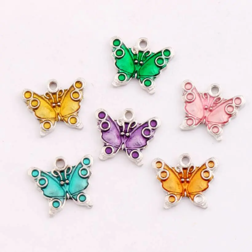 Эмалированные бусины бабочки с отверстиями в виде животных подвески из сплава