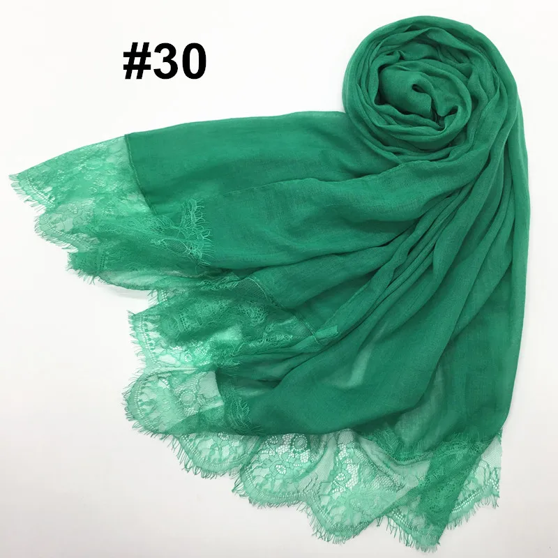 number 30 30 цветов,, роскошные цветочные кружевные края, однотонная шаль, вискозный мусульманский хиджабы для женщин, модный шарф, Eid подарки, 50 шт./партия - Цвет: number 30