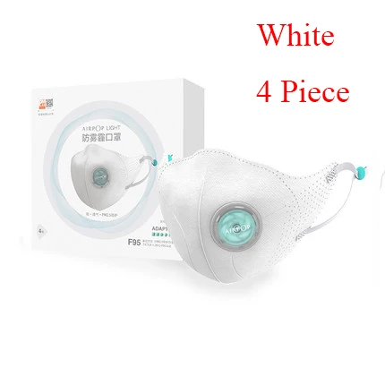 white 4 шт. Xiaomi AirPOP фильтр Маска 98.2% PM 2,5 с вентиляционным клапаном долговечная анти-Дымчатая комфортная маска для лица 2 цвета - Цвет: white