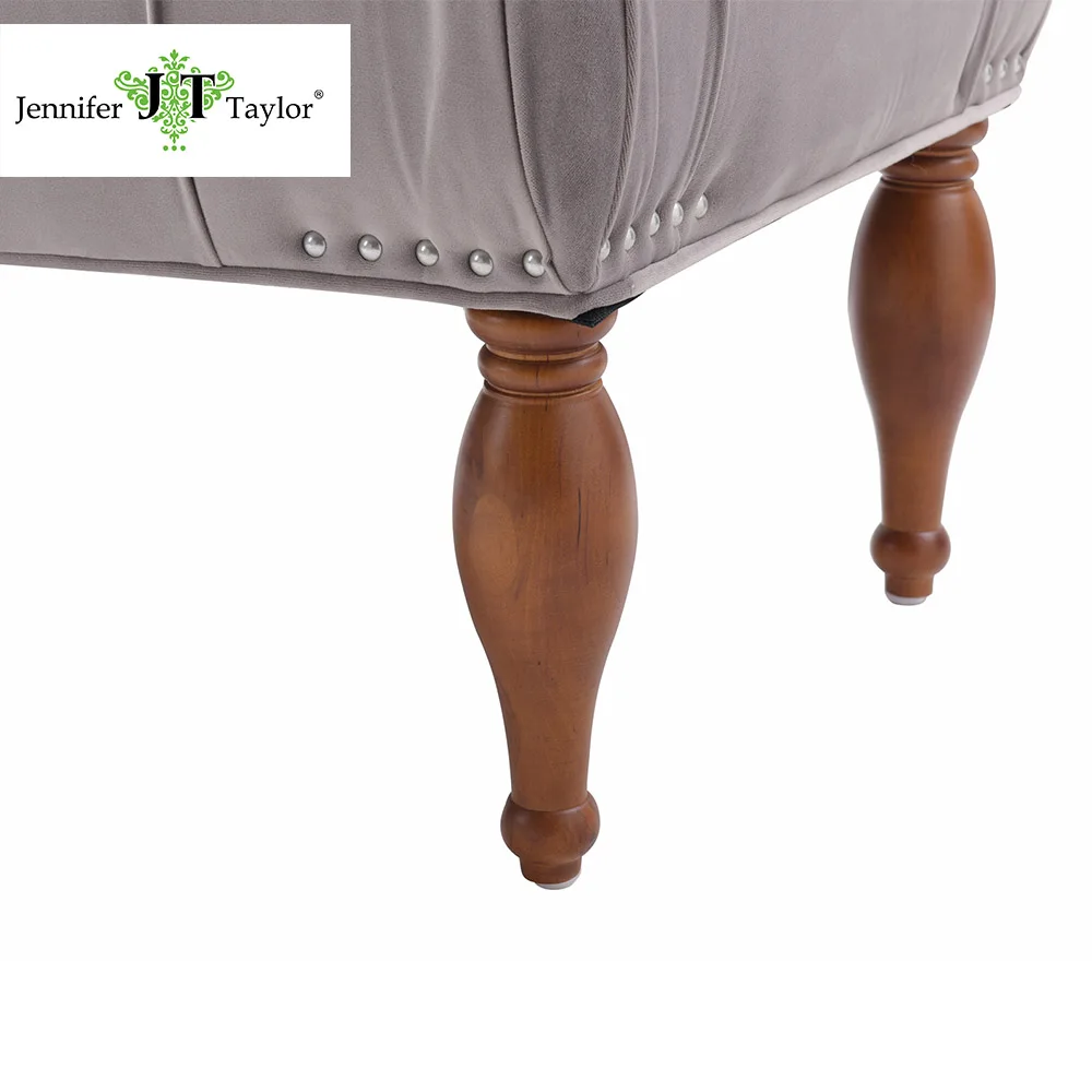 Jennifer Taylor Home Entryway Bench Gold Hand Tufted Painted and Rub Finished Legs 47&quotW x 20 1/2&quotD 18&quotH 2420 | Мебель