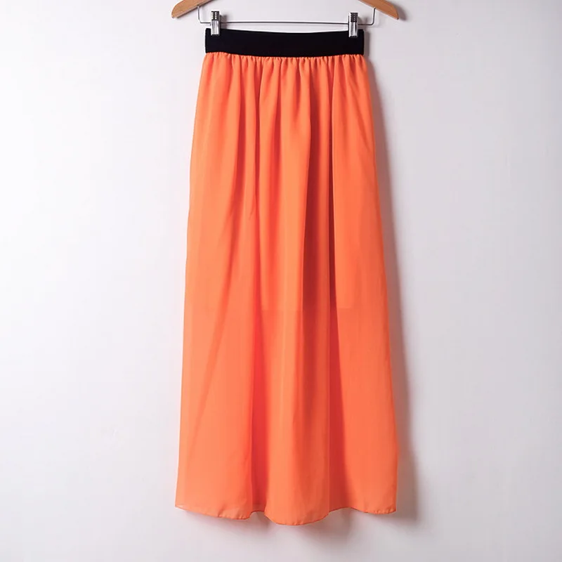 Uwback женщин шифоновая юбка макси 2017 новое лето boho плиссированные юбки пляж