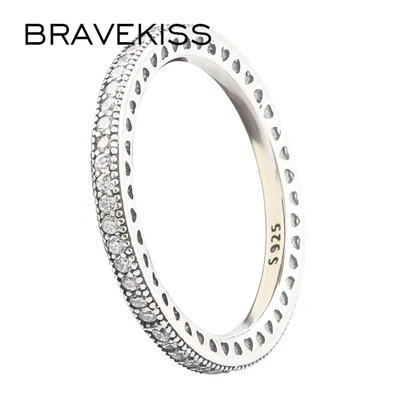 BRAVEKISS модные свадебные повязки 925 стерлингового серебра Вечность Кольца для