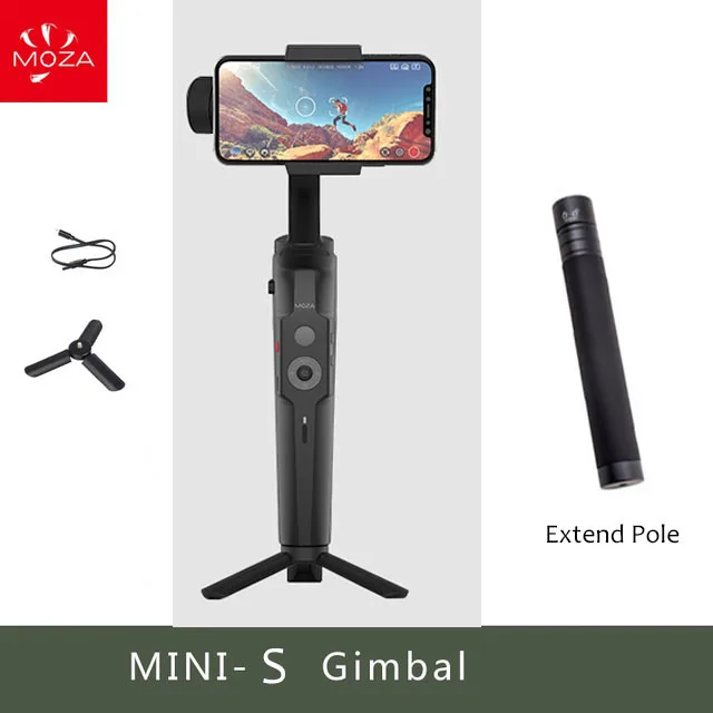 add extend pole MOZA MINI S 3-осевой портативный монопод с шарнирным замком для смартфона Go Профессиональный стабилизатор для iPhone X 8 Gopro Hero 7 5 экшн-камеры PK DJI Osmo карман - Цвет: add extend pole