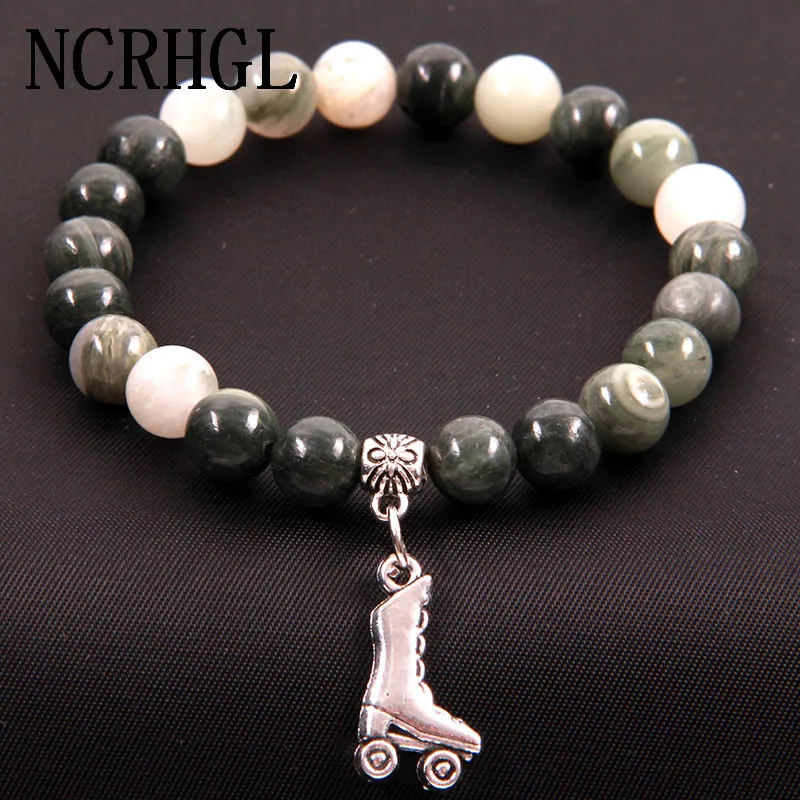 NCRHGL Multiple 19 Styles 8mm Beads Bracelet Roller Skate Charm Natural Stone Bracelets Bangles Beaded Jewelry For Women Men | Украшения и