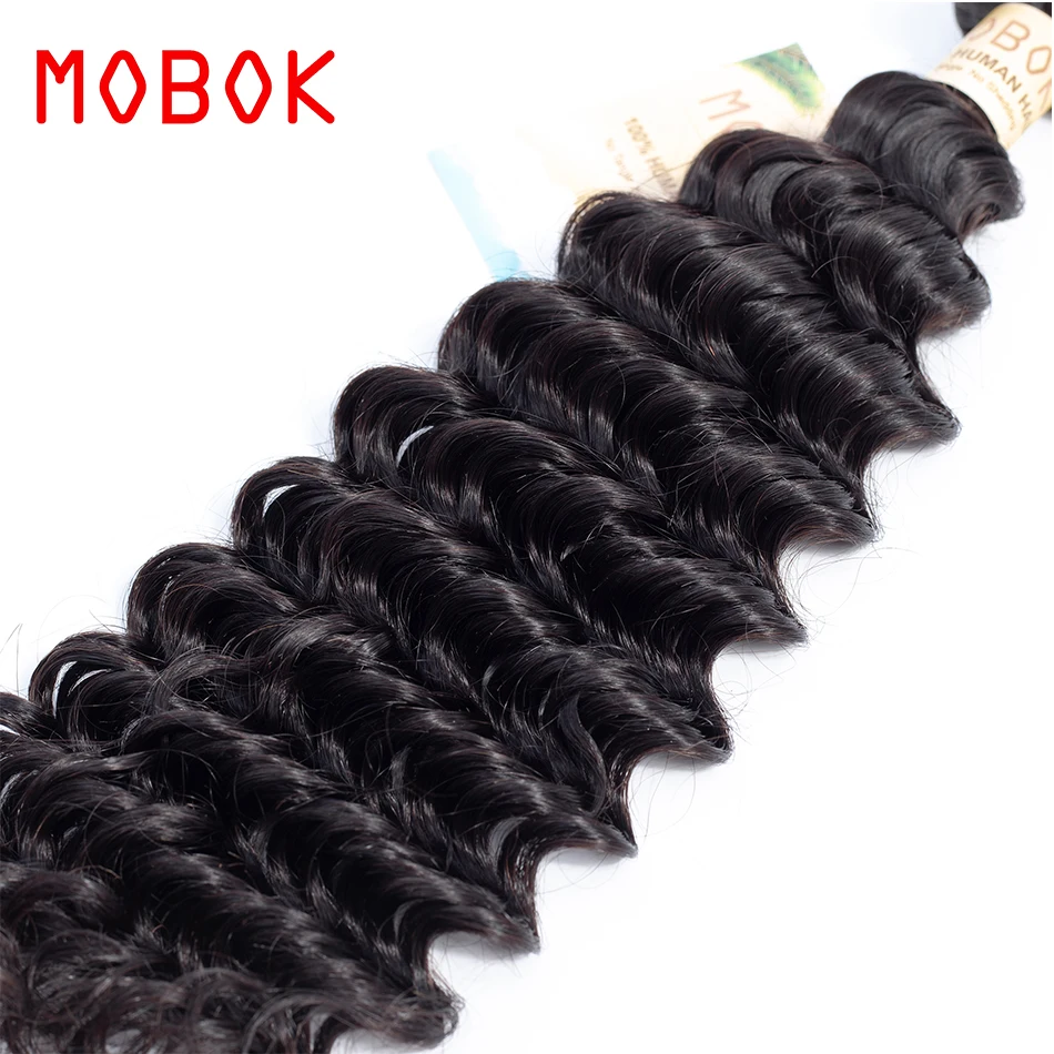 MOBOK Deep Wave Brazilian Hair Weave 1 Bundle Non Remy No Smell 100% Human Extension Natural Color Free Shipping | Шиньоны и парики
