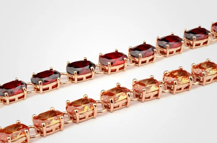 2015 New Champagne Gold Jewelry Top Zirconia Bracelet Cute Bracelets Women Fashion Ruby | Украшения и аксессуары