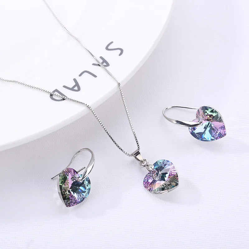 MS Betti, Новое поступление, свадебный ювелирный набор, кристалл от Swarovski, подвеска в виде сердца+ серьги для женщин, мода, свадебный подарок