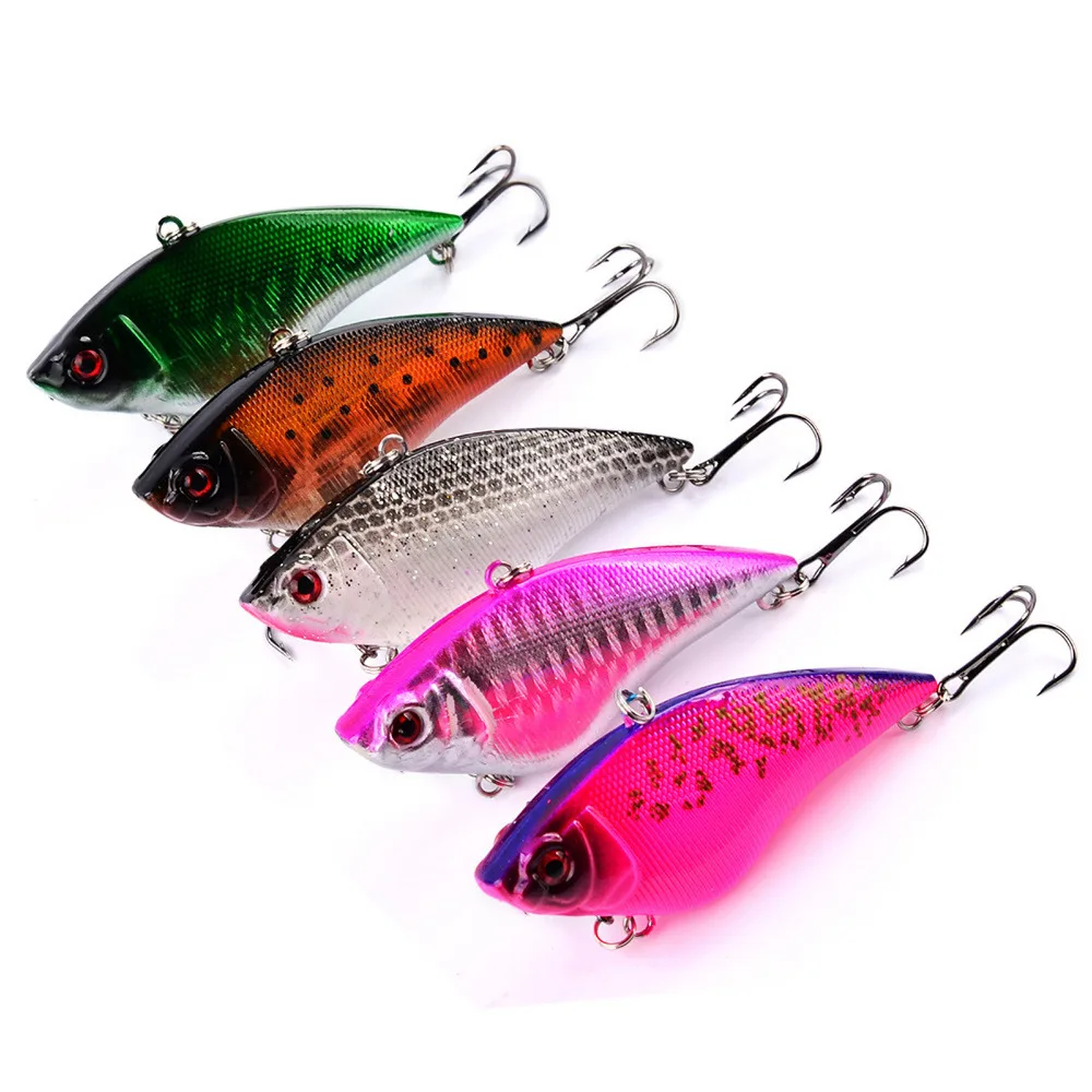 

5PCS Frashwater Fishing VIB Crankbaits Crank Minnow Fish Bass lure hook baits 7.5cm/17g Free shipping