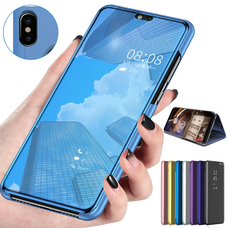 Для samsung Galaxy A40 чехол прозрачный смарт зеркало заднего вида телефонные чехлы для 40