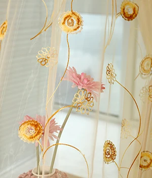 1pc Tulle Французский романтический блестящий цветок, тюль, вышитая вуаль, занавески для спальни, гостиной, отвесные оконные шторы, домашний текстиль - Цвет: 1pc Tulle