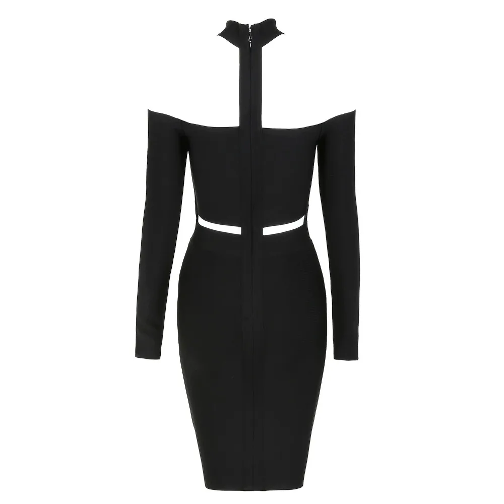 

Halter Women Bandage Dress 2018 New Design Bodycon Sexy Off Shoulder Mini Dresses Celebrity Party Club Full Sleeve HL Vestido