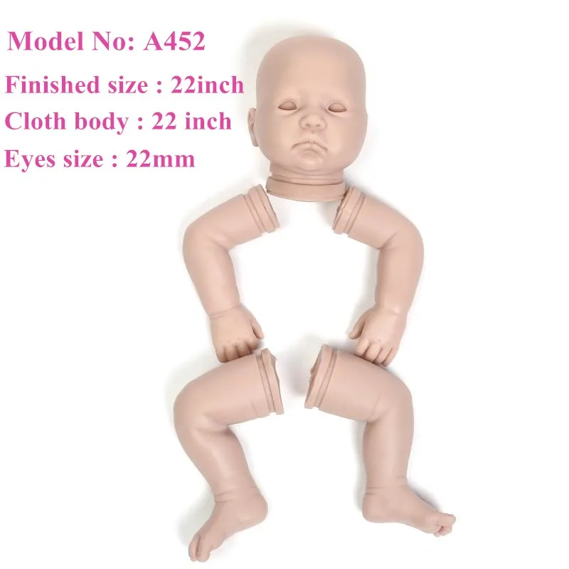 A452 reborn kit NPK 55 см набор reborn moldels мягкий силиконовый Reborn kit 2" reborn doll kits виниловый набор reborn sin pintar baby doll аксессуары - Цвет: A452 reborn kit