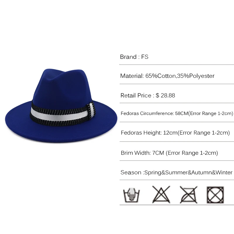 Женская винтажная фетровая шляпа FS классическая в винтажном стиле из фетра с