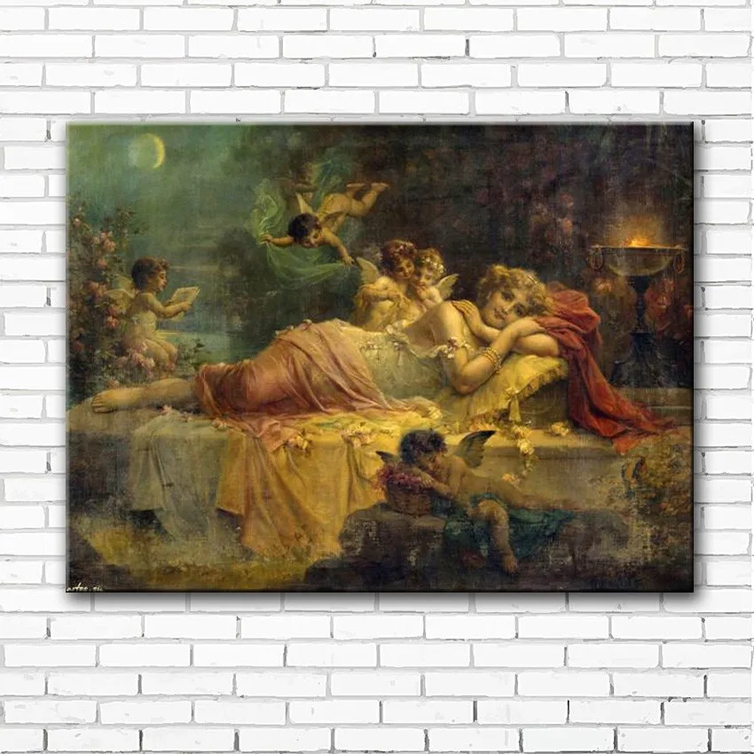 free shipping classical baby angels sleeping beauty canvas paintings oil painting printed on canvas wall art decoration picture
