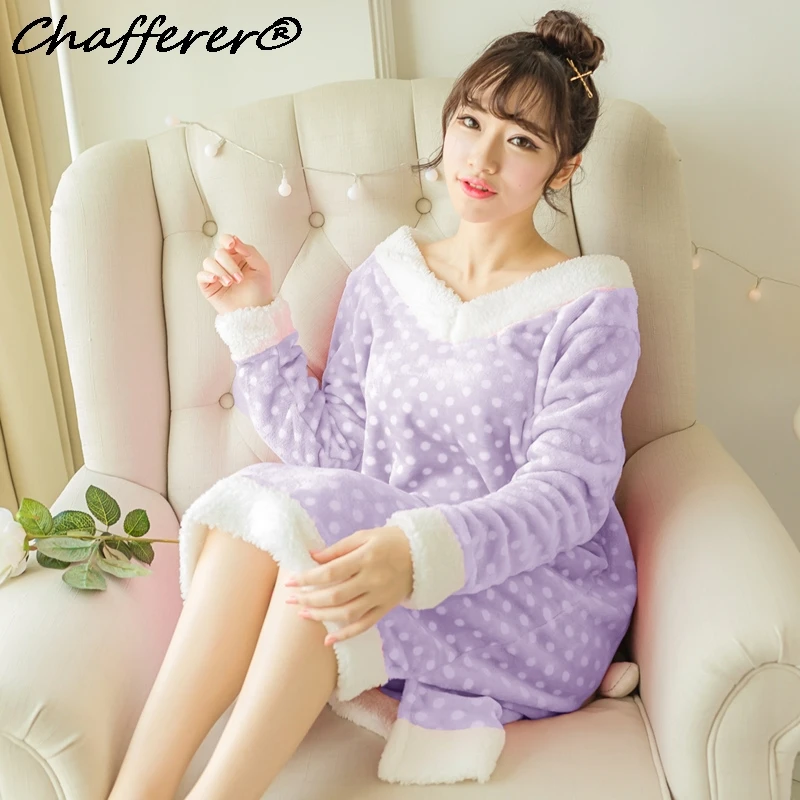 Для женщин зимние модные милые фланелевые пижамы длинный кардиган из бархата