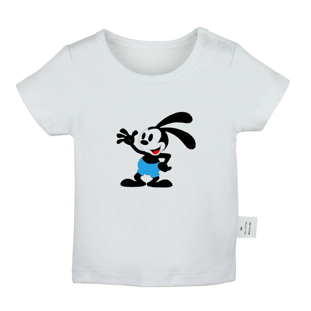 Детские футболки для новорожденных с принтом Phonetic symbol Oswald the Lucky Rabbit однотонные