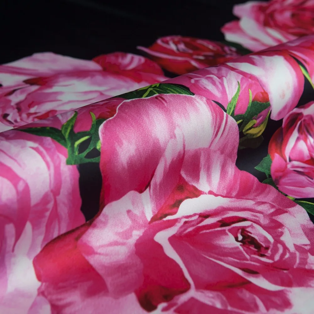 Модная шифоновая ткань с принтом от кутюр атлас из искусственного шелка розовая