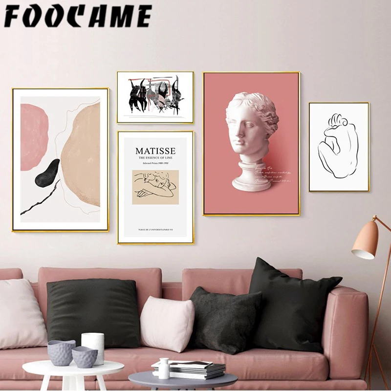 Минималистичная абстрактная картина Давида на холсте линия скандинавские Ретро