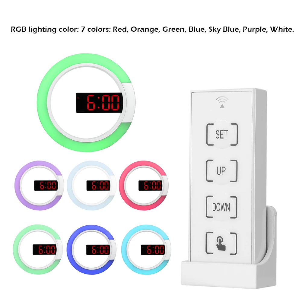 Настенные часы светодиодные зеркальные полые круглые цифровые Rgb Висячие