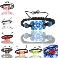 qianbei crystal womens bracelet charm colorful cz rhinestone bead crystal flowerbracelets crystal bracelet cheap wholesale