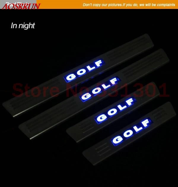 Светодиодный Накладка на пороги из нержавеющей стали для Volkswagen VW Golf 6 2009-2013 автомобильные аксессуары Автомобильный Стайлинг для 3D наклейки