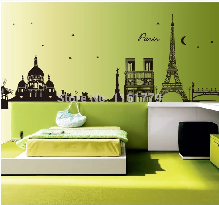 Всемирно известные стикеры здания комнаты съемная карта стены постер обои CC6912 |