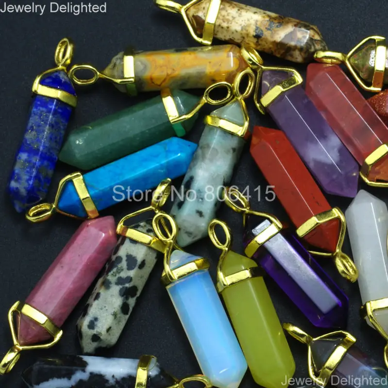 Gold Natural Sodalite Gems Stones Hexagonal Point Reiki Chakra Healing Necklaces Earring Pendant Beads Jewelry Craft 10Pcs | Украшения и