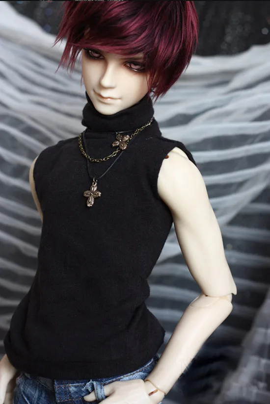 BJD Одежда для кукол черная рубашка без рукавов с высоким воротником 1/3 1/4 DD SD MSD SD17