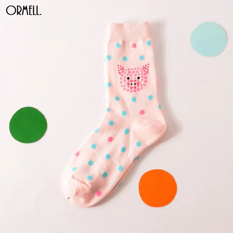 2016 новые хлопковые женские носки осенне зимние в стиле Харадзюку С Изображением